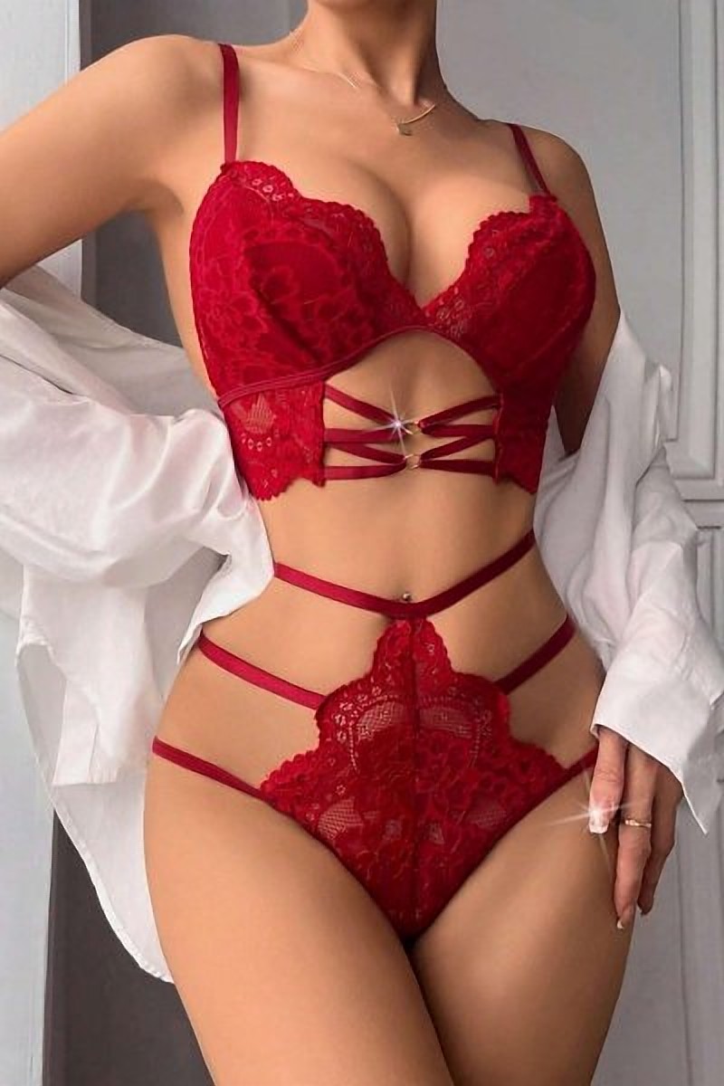 Dantelli Fantazi Sütyen Takım Bordo — görünüm 2