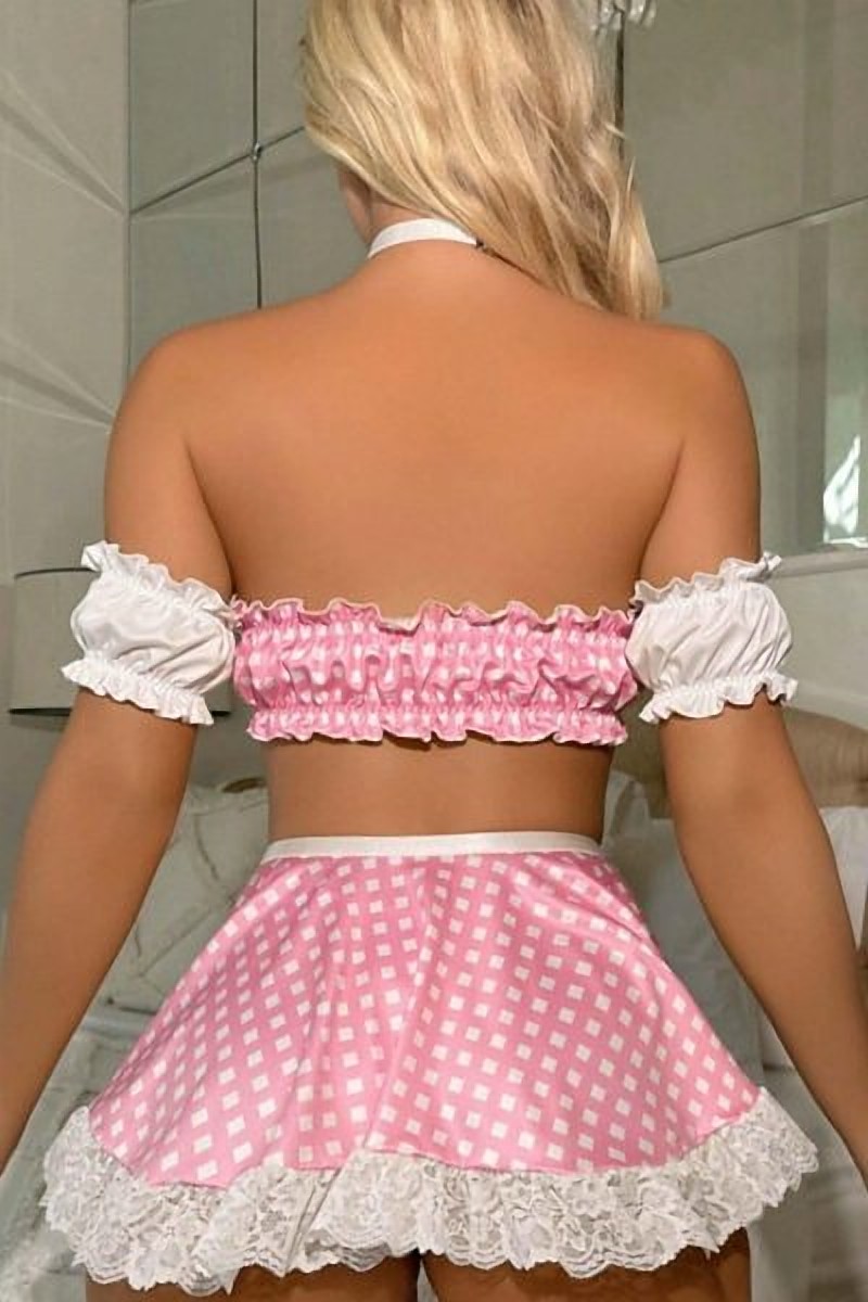 Pötikareli Cosplay Fantazi Kostüm Pembe — görünüm 2