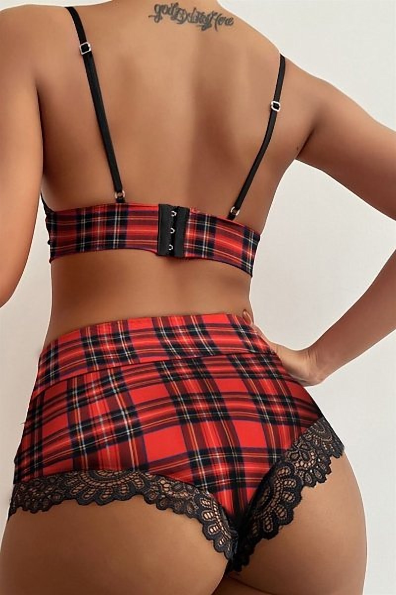 Seksi Yüksek Bel Sütyen Şort Takım Kırmızı — görünüm 2